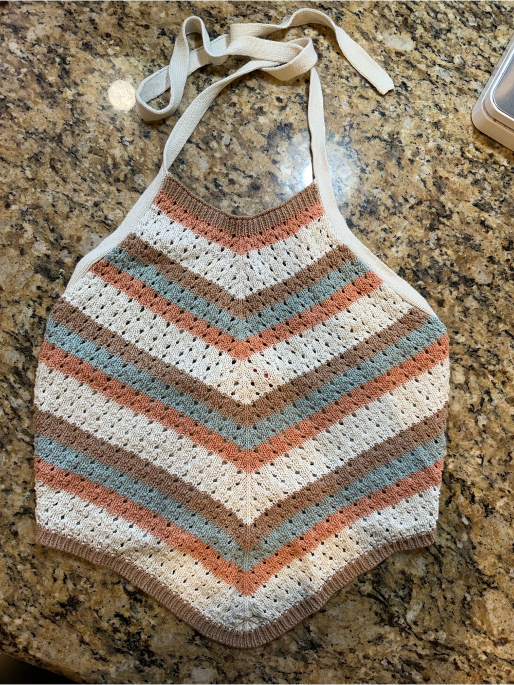 Guess woman’s neutral colors cotton crochet knit beachy halter top medium